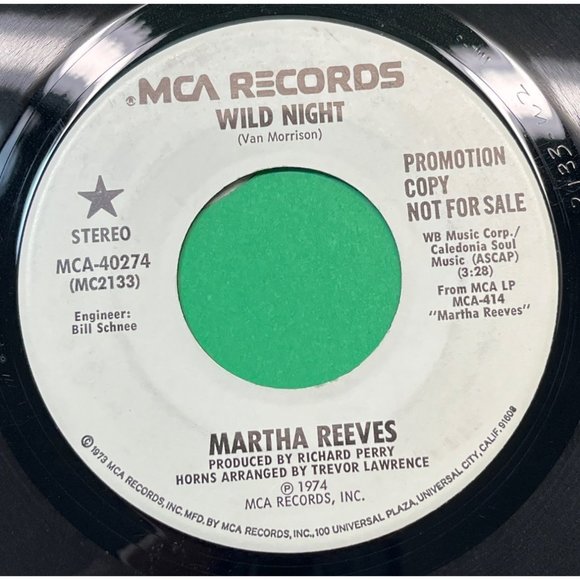 Martha Reeves Wild Night 45 R&B Soul Promo 1974 MCA 40274 VG+ - Picture 1 of 4